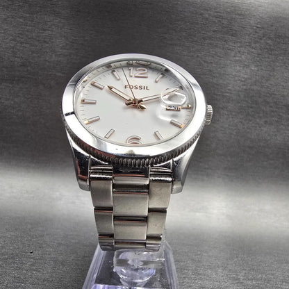 Fossil Perfect Boyfriend Watch Women 39mm White Dial Silver ES3728 New Battery5