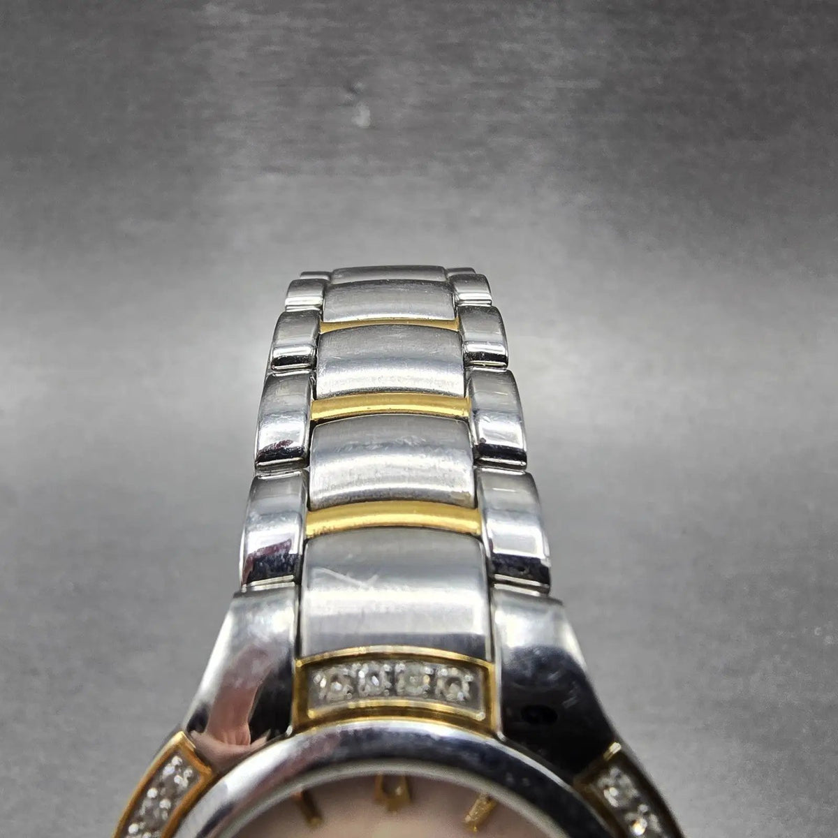 Bulova Accutron Watch Women 28mm MOP Dial Two Tone Date Diamonds New Batt 28R094