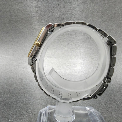 Seiko Solar Tank Watch Women 16mm White Dial Two Tone Rectangle V1160AA0 Runs6