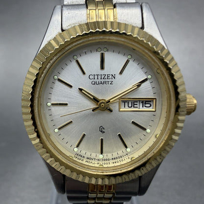 Citizen CQ Watch Women 25mm Silver Dial Two Tone Daydate 1002-R15119 New Batt FI1