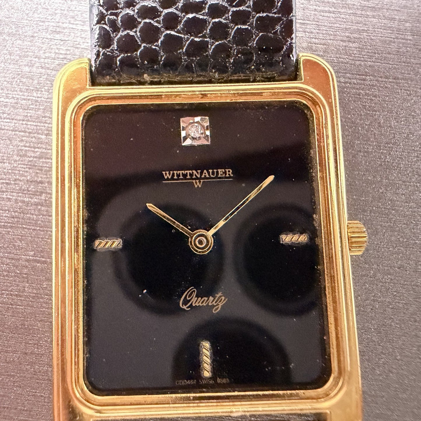 Wittnauer Tank Watch Men 25mm Black Dial Gold Tone NO CRYSTAL CD0464 9565 NewBat1