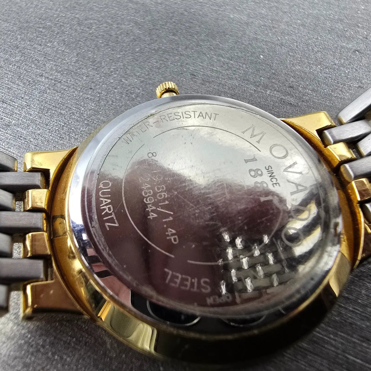 Movado Esperanza Watch Men 32mm Black Dial Gold Tone 84.19.861 New Battery9