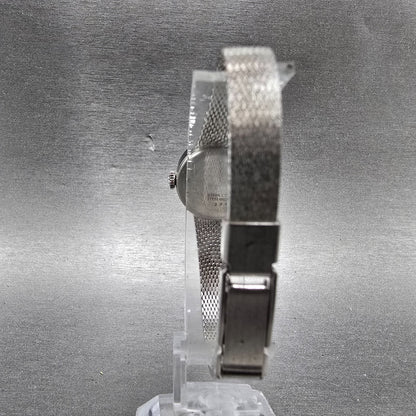Bucherer Watch Women 20mm Black Dial Silver Tone Manual Wind Runs Gem Set Bezel7