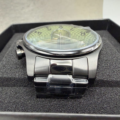 Chase Durer Chronograph Watch Men 48mm Green Carbon Dial Black Date CDW-00994