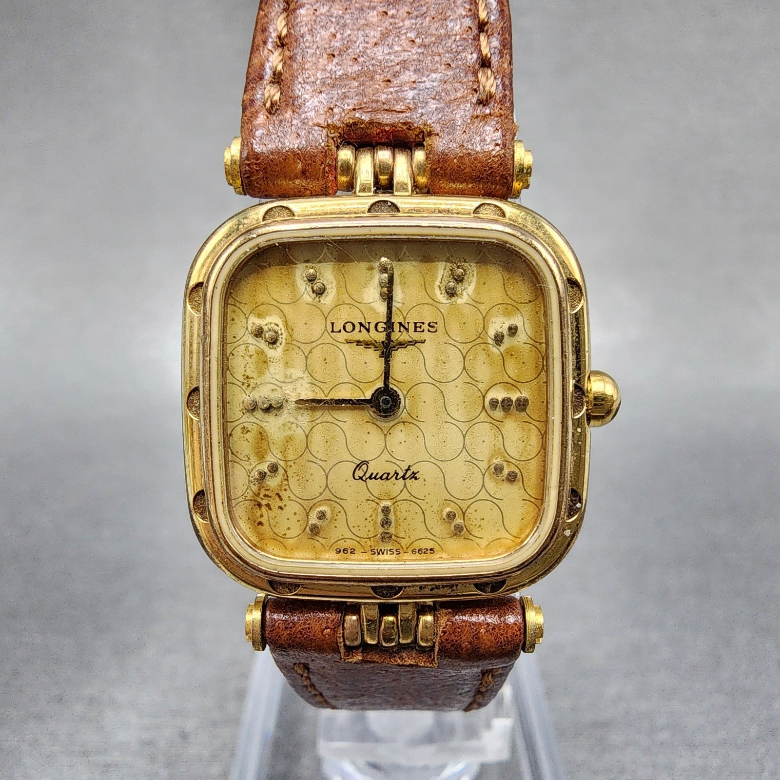 Longines Tank Watch Women 21mm Gold Dial Gold Tone Rectangle 6625 Cal L962 PARTS0