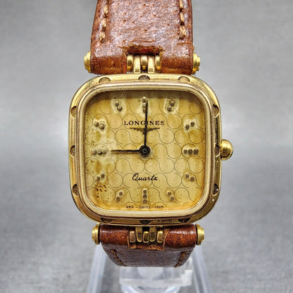 Longines Tank Watch Women 21mm Gold Dial Gold Tone Rectangle 6625 Cal L962 PARTS0