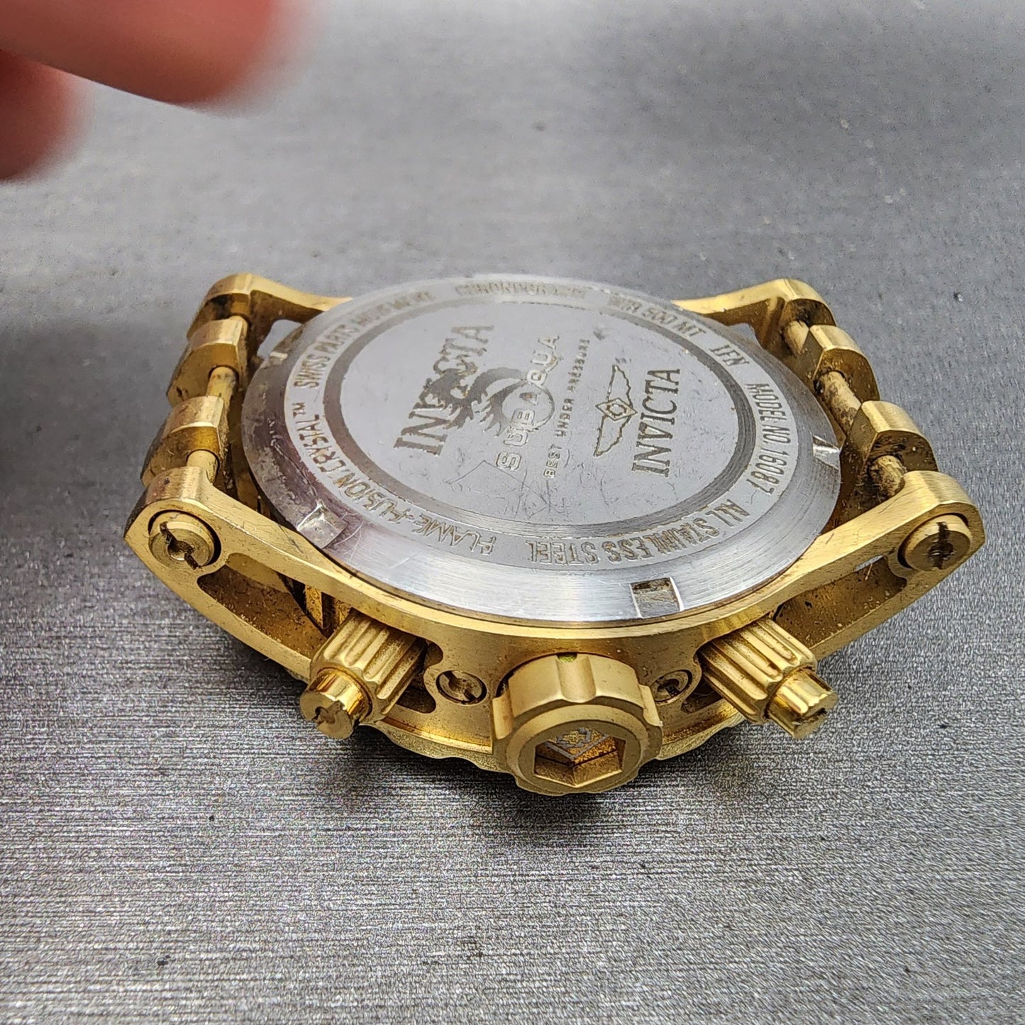 Invicta Subaqua Chronograph Watch Women 40mm Black Dial Gold Tone Date New Batt9