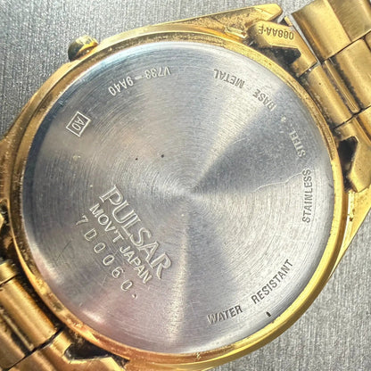 Pulsar Railroad Approved Watch Men 36mm White Dial Gold Daydate V733-9A40 NewBat10