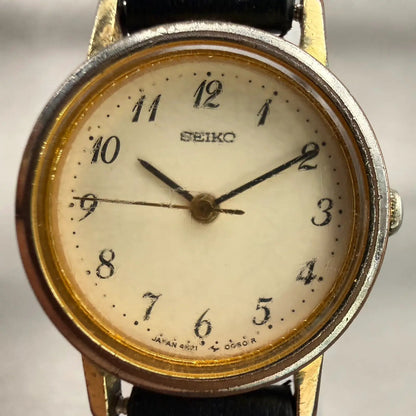Seiko Watch Women 22mm Ivory Dial Gold Tone Round 4N21-0042 Vintage New Battery1