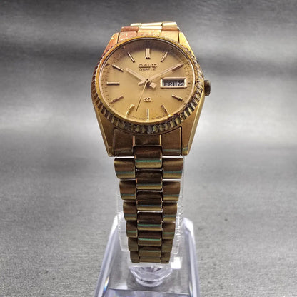 Seiko SQ Watch Women 24mm Gold Dial Gold Tone Daydate Round 3Y03-0160 New Batt5