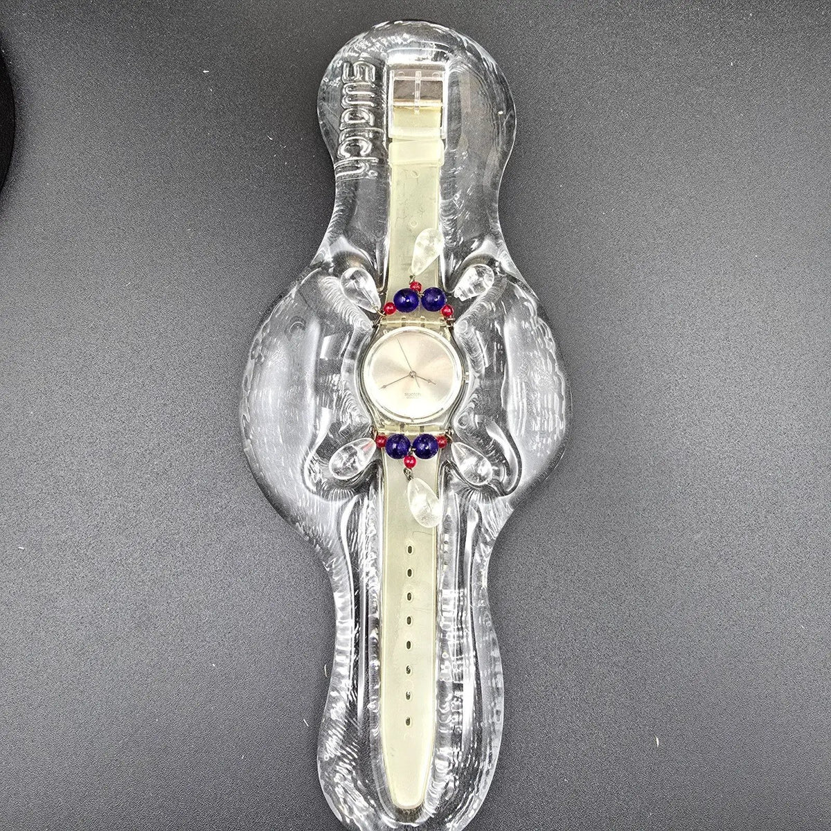 Swatch Chandelier Watch Men 34mm Silver Dial Clear GZ125 New Battery NOS Crate8