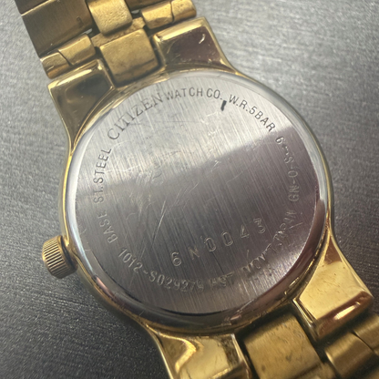 Citizen Watch Women 25mm Champagne Dial Gold Tone Date Round 1012-S029279 NewBat10