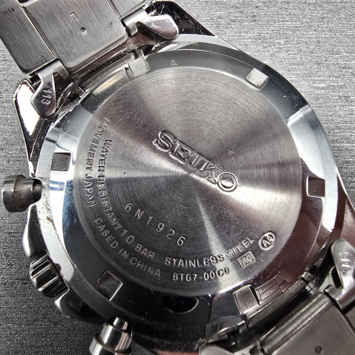 Seiko Chronograph Watch Men 40mm Black Dial Silver Date 8T67-00C0 New Batt JDM10
