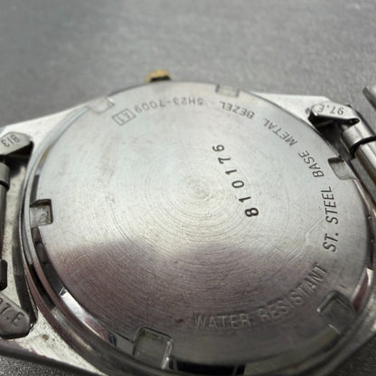 Seiko SQ Watch Men 34mm Silver Dial Two Tone Daydate Round 5H23-7009 New Battery10