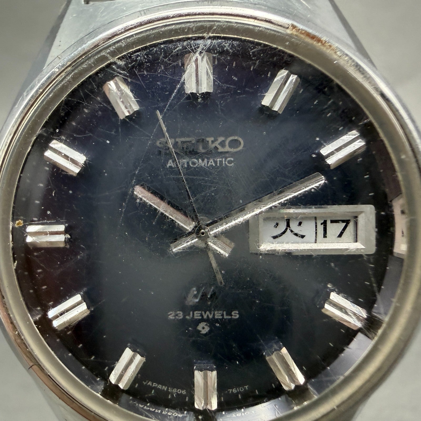 Seiko Lord Matic Watch Men 36mm Blue Dial Silver Tone Daydate 5606-7260 PARTS2