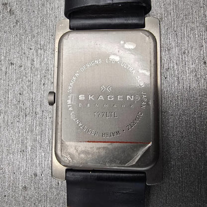 Skagen Watch Men 26mm Silver Green Dial Titanium Rectangle 177LTL New Battery11