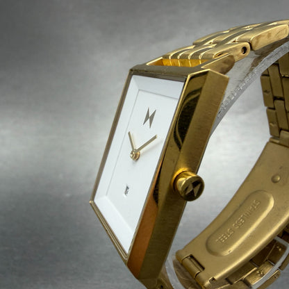 MVMT Signature Square 24mm White Dial Gold Tone Date Rectangle New battery2