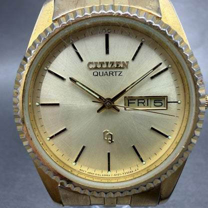 Citizen CQ President Watch Men 35mm Gold Dial Gold Tone Daydate 6101-915224 PART2