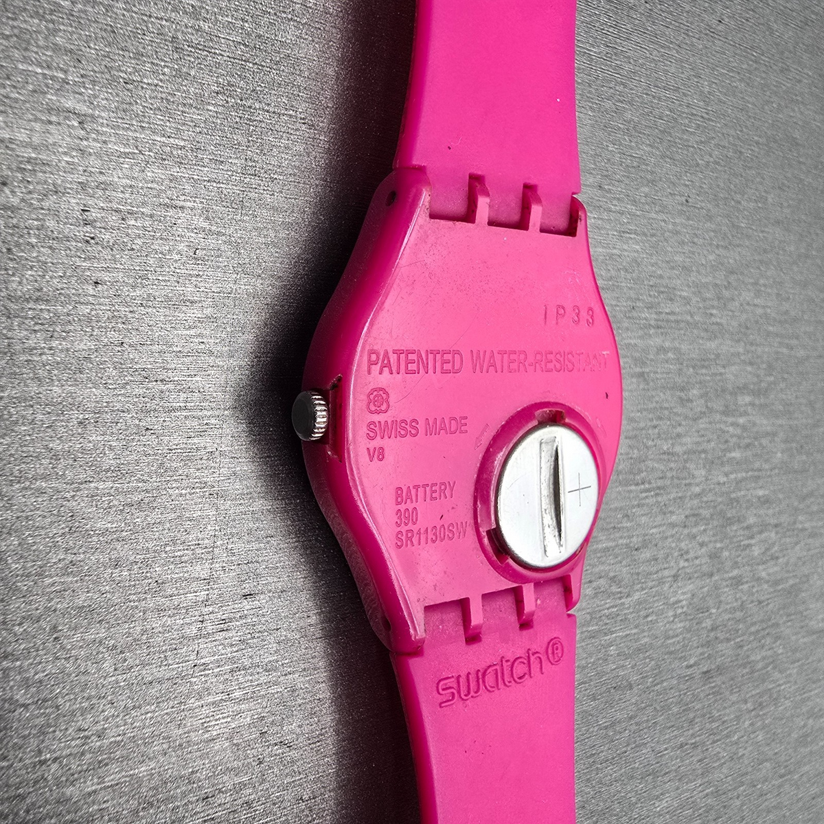Swatch Deep Pink Watch Men 34mm Pink Dial Pink Tone Round GP139 New Battery READ12