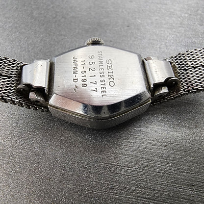 Seiko Watch Women 16mm Blue Dial Silver Tone Manual Hexagon 115199 Runs9