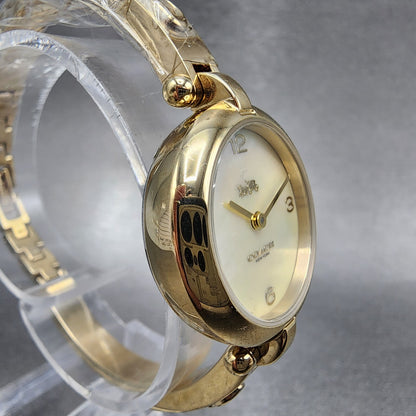 Coach Carry Watch Women 26mm MOP Dial Gold Tone Bangle Round 145040063