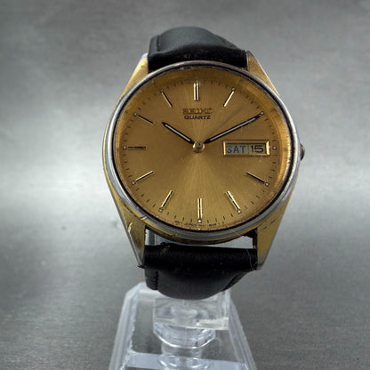 Seiko Watch Men 35mm Champagne Dial Gold Tone Daydate Round 7N43-7A59 NewBattery5