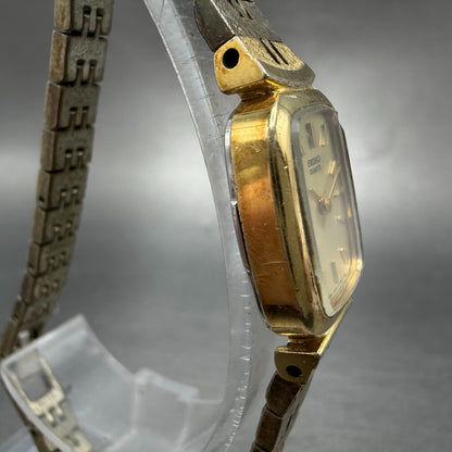 Seiko Tank Watch Women 16mm Champagne Dial Gold Tone 1400-7619 New Battery3