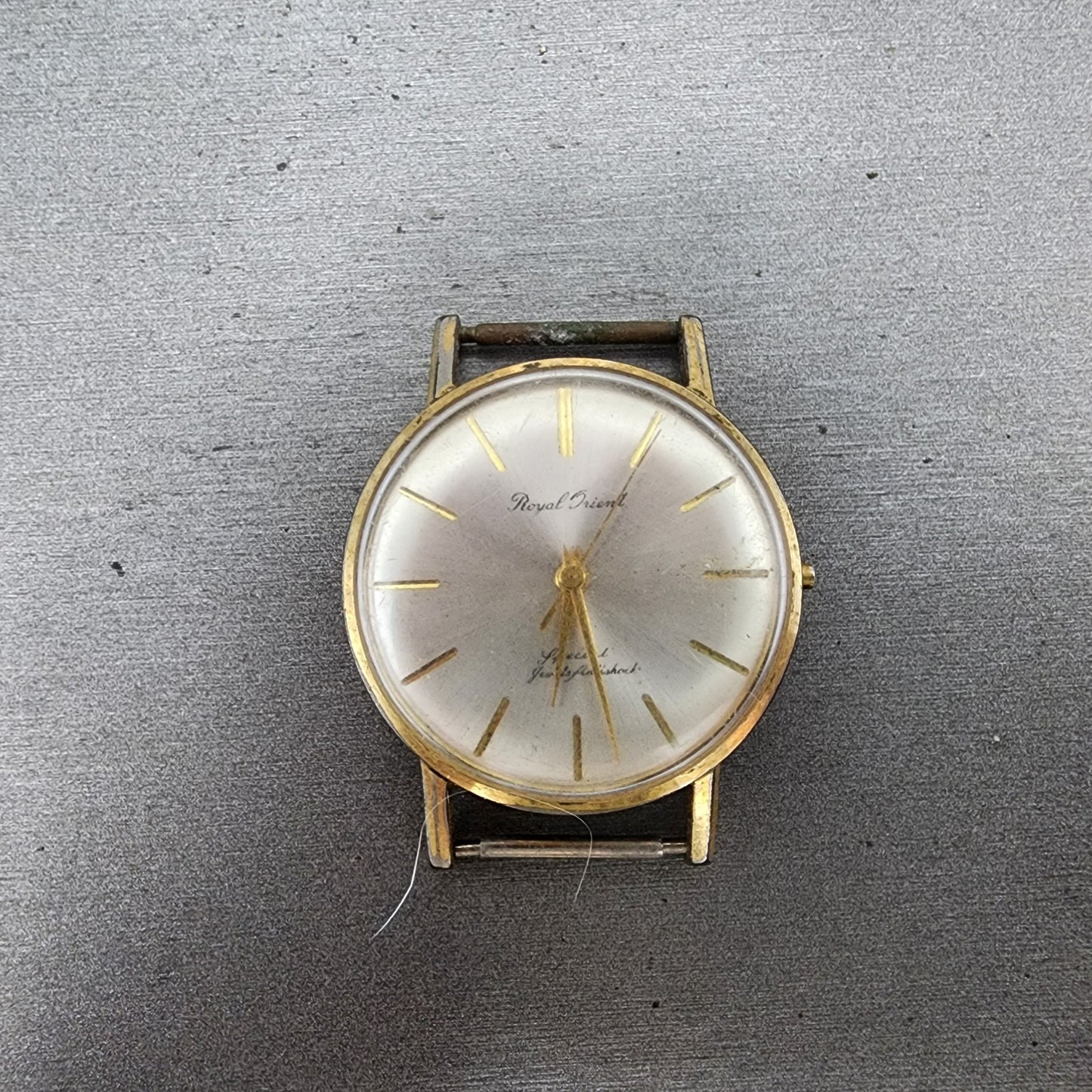 Royal Orient Watch Men 35mm Silver Dial Gold Tone 23 Jewels Manual WindPARTS0
