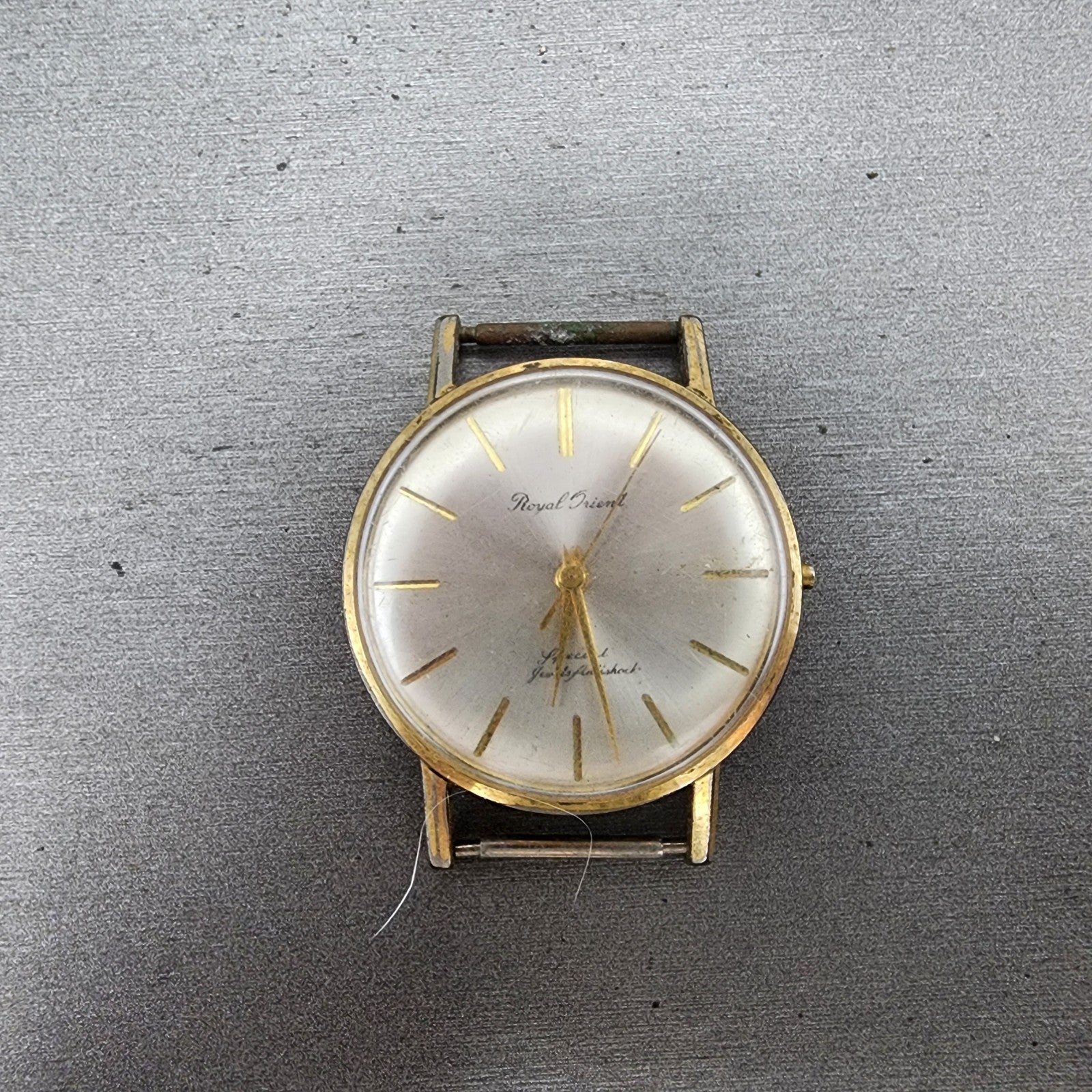 Royal Orient Watch Men 35mm Silver Dial Gold Tone 23 Jewels Manual WindPARTS0