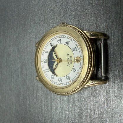 Seiko Avenue Moon Phase Watch Women 24mm White Dial Gold Tone 4K34-0010 PARTS7