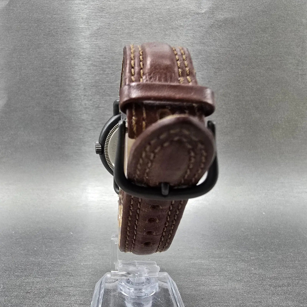 Swiss Army Calvary Watch Men 37mm Black Dial Black Date Leather New Battery7
