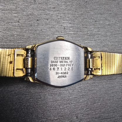 Citizen CQ Watch Women 19mm Gold Dial Gold Tone Hexagon 2030-201710 New Battery10