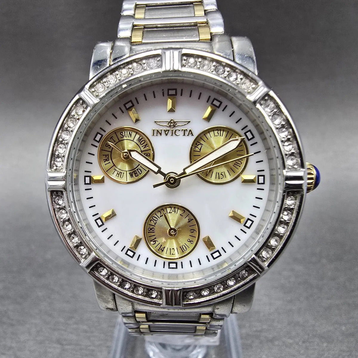 Invicta Angel Watch Women 33mm MOP Dial Two Tone Daydate Round 29117 New Battery0