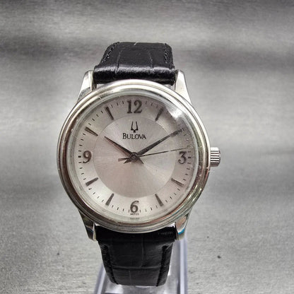 Bulova Watch Women 30mm Silver Dial Silver Tone Round 96T58 New Battery0