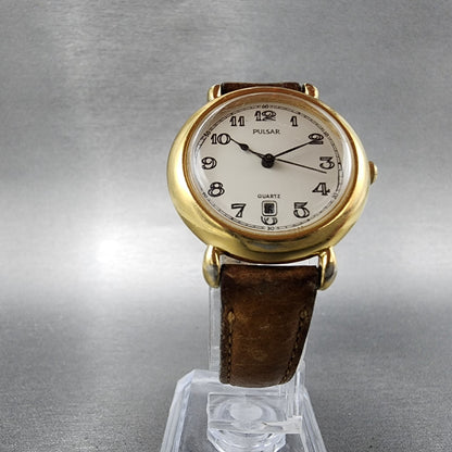 Pulsar Watch Women 29mm Cream Dial Gold Tone Date Round V821-0350 New Battery