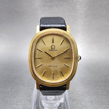 Omega De Ville Watch Women 23mm Gold Dial Gold Tone Manual Wind Runs VTG0