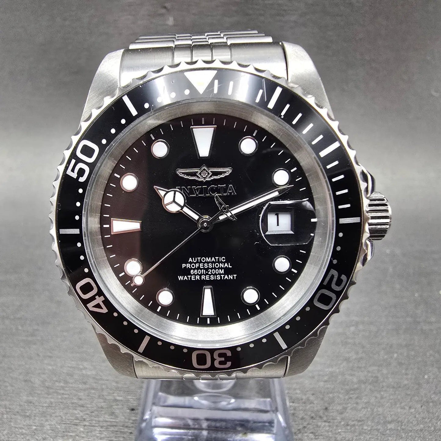 Invicta Pro Diver Automatic Watch Men 42mm Black Dial Steel Date 30091 Runs0