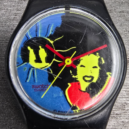 Swatch Sun Lady Watch Women 25mm Black Dial Black Tone Round LB125 New Battery1