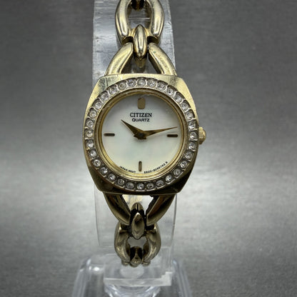 Citizen Watch Women 19mm White Dial Gold Tone Crystals 5920-S021103 New Battery0