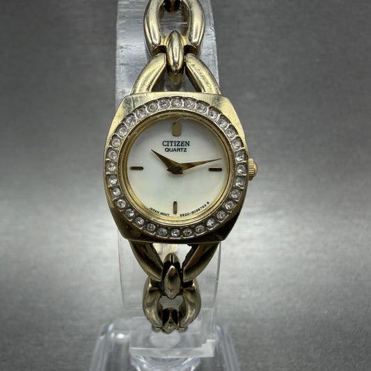 Citizen Watch Women 19mm White Dial Gold Tone Crystals 5920-S021103 New Battery0