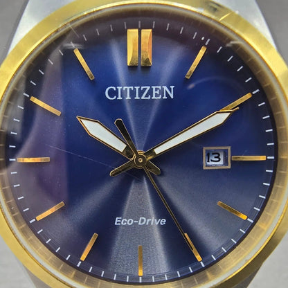 Citizen Eco-Drive Watch Men 40mm Blue Dial Two Tone Date E111-S099633 Works JP1