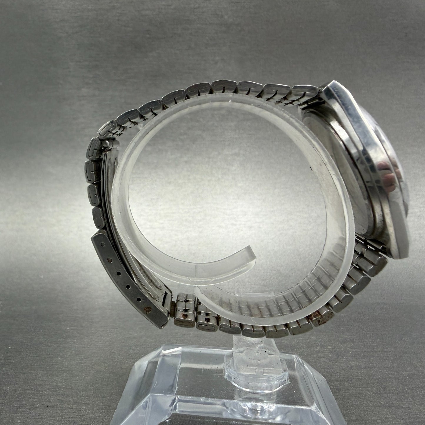 Seiko Chronos Watch Men 35mm Silver Dial Silver Tone Daydate 5h23-7d20 New Batte8