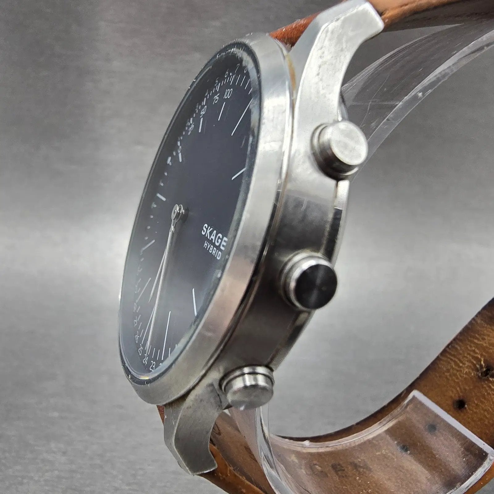 Skagen Hybrid Watch Men 41mm Gray Dial Silver Tone Round SKT1200 New Battery2