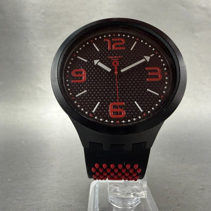Swatch Big Bold BBBlood Watch Men 47mm Black Dial Black Tone Round New Battery5