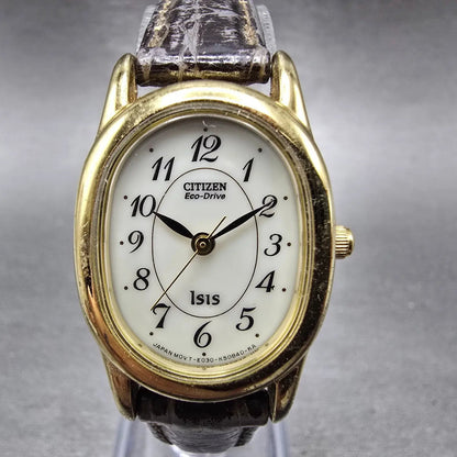Citizen Eco-Drive Isis Watch Women 22mm White Dial Gold Oval E030-K16539 Runs0