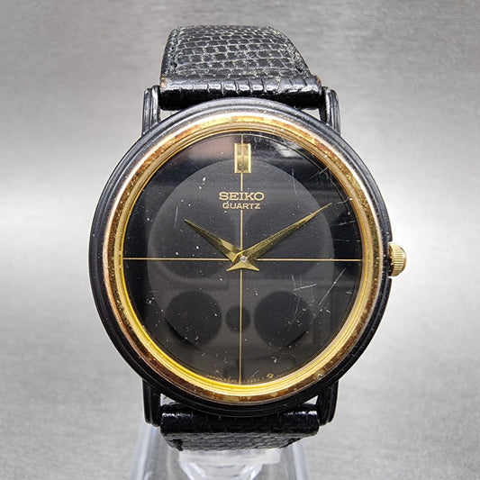 Seiko Watch Men 32mm Black Dial Black Tone Oval 6530-5129 PARTS