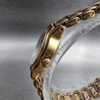 Seiko Watch Women 19mm Black Dial Gold Tone Round V401-0289 New Battery Vintage22