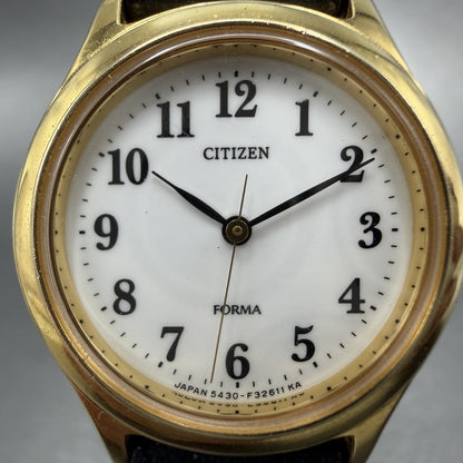 Citizen Forma Watch Women 24mm White Dial Gold Tone Round 5430-F40063 New Batt A1