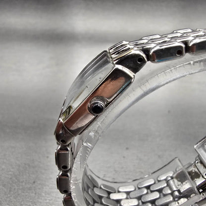 Seiko Watch Women 15mm Black Dial Silver Tone Rectangle 1F20-0AH0 New Battery2