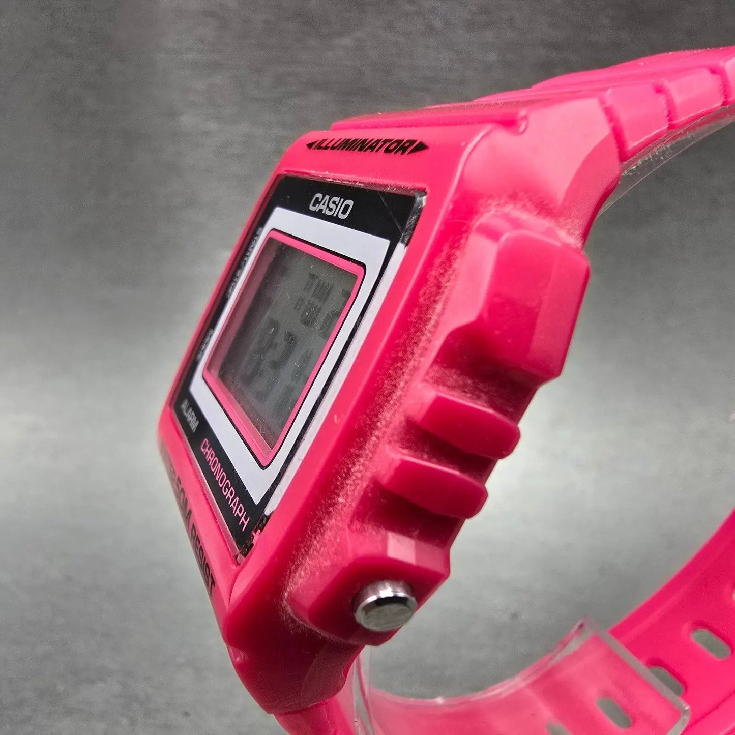 Casio W-215H Watch Men 40mm Pink Alarm Chronograph Daydate Rectangle New battery2